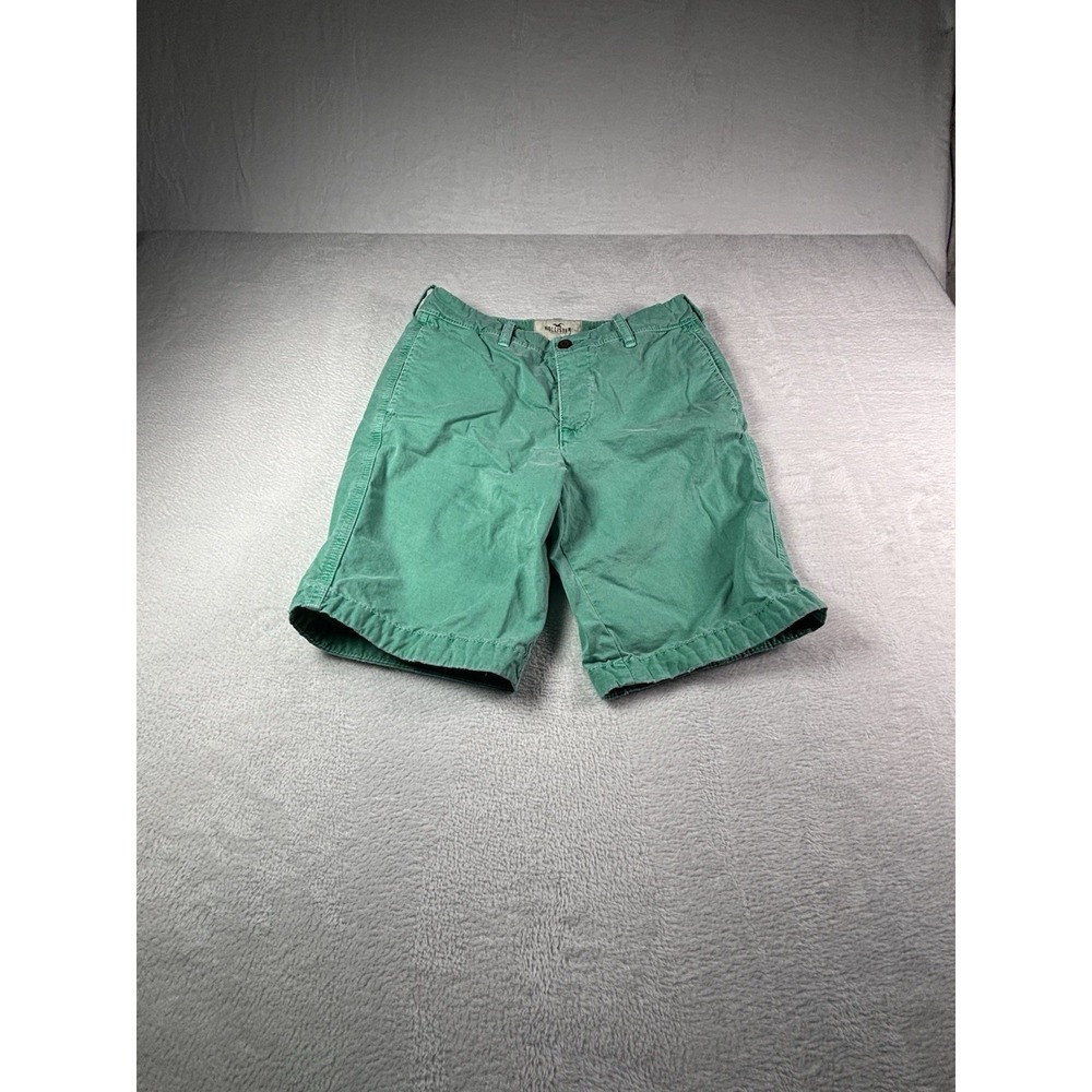 Hollister Mens Blue Green Flat Front Medium Wash Chino Short Size 30 Men Shorts